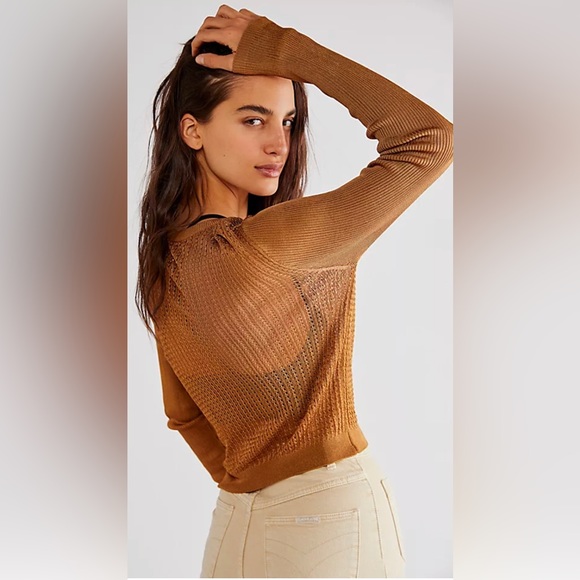 Free People H2O Crew Pullover In Tiger Eye - Picture 2 of 7